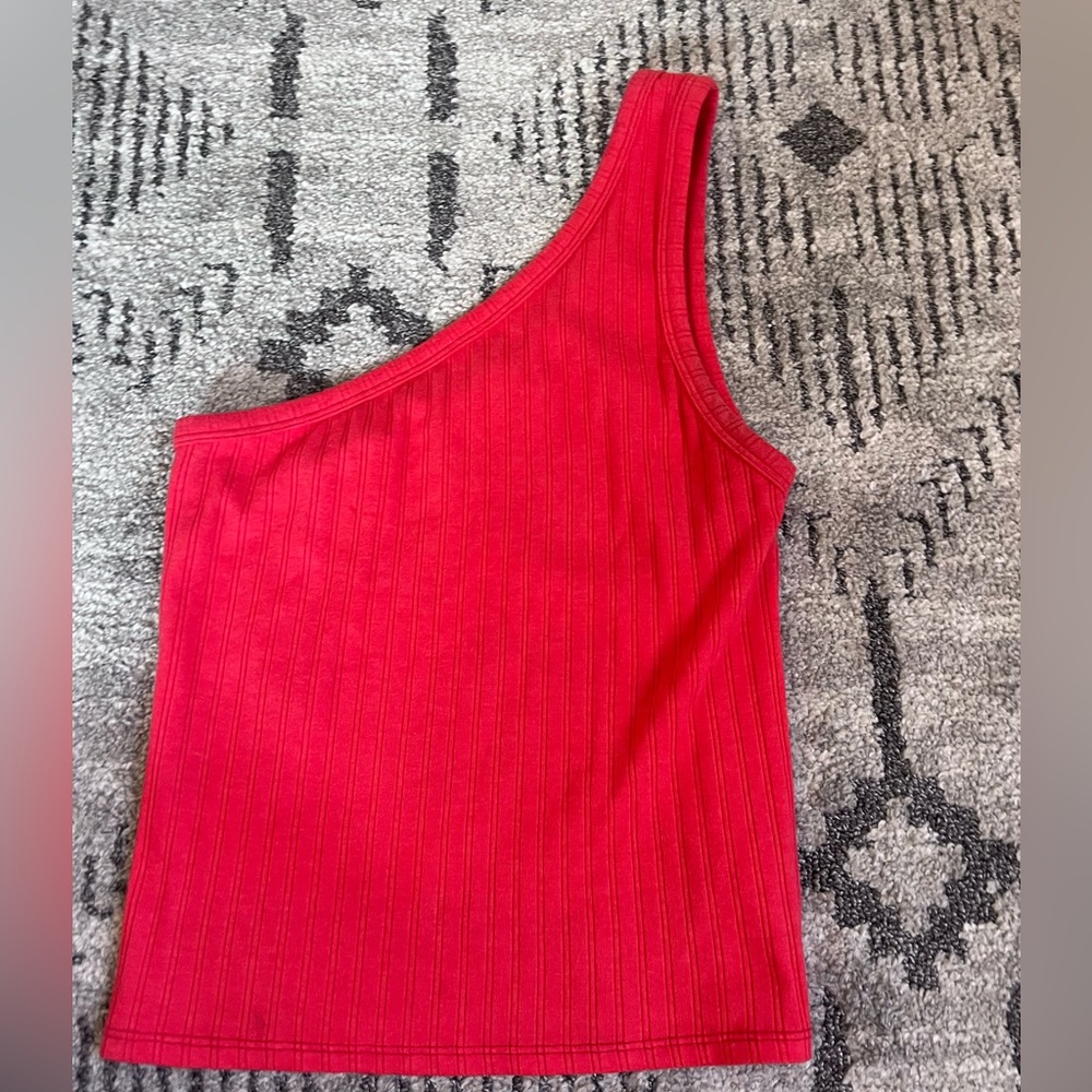Red One Sleeve Tank Top
